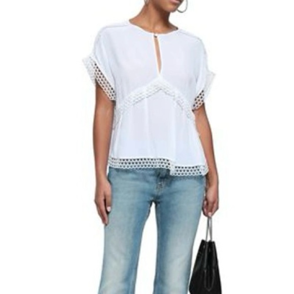 Pretty IRO Murilla top with lace trim, size 38